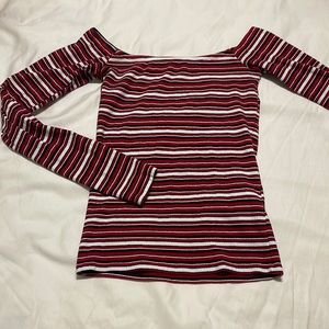 Off the shoulder Striped tee